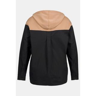 Ulla Popken  Maglia dal taglio oversize con cappuccio, laccetto con scritta e maniche lunghe 