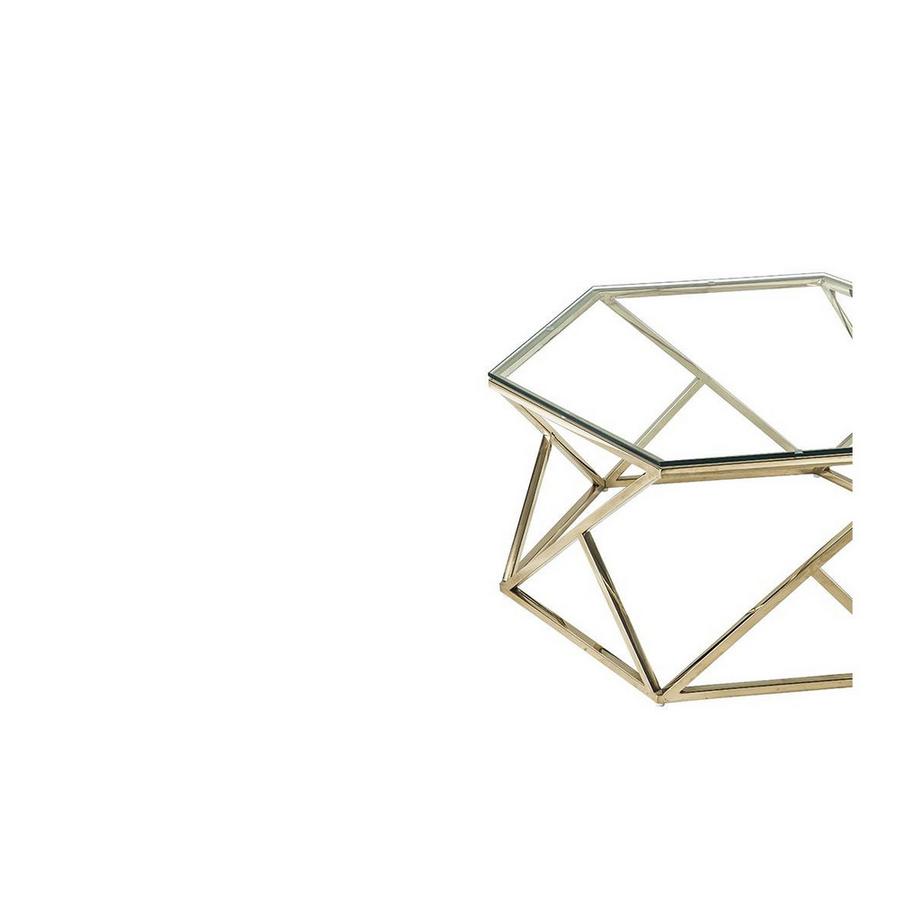 Vente-unique Tavolino in Vetro temperato e Acciaio inossidabile Dorato KERIANE  