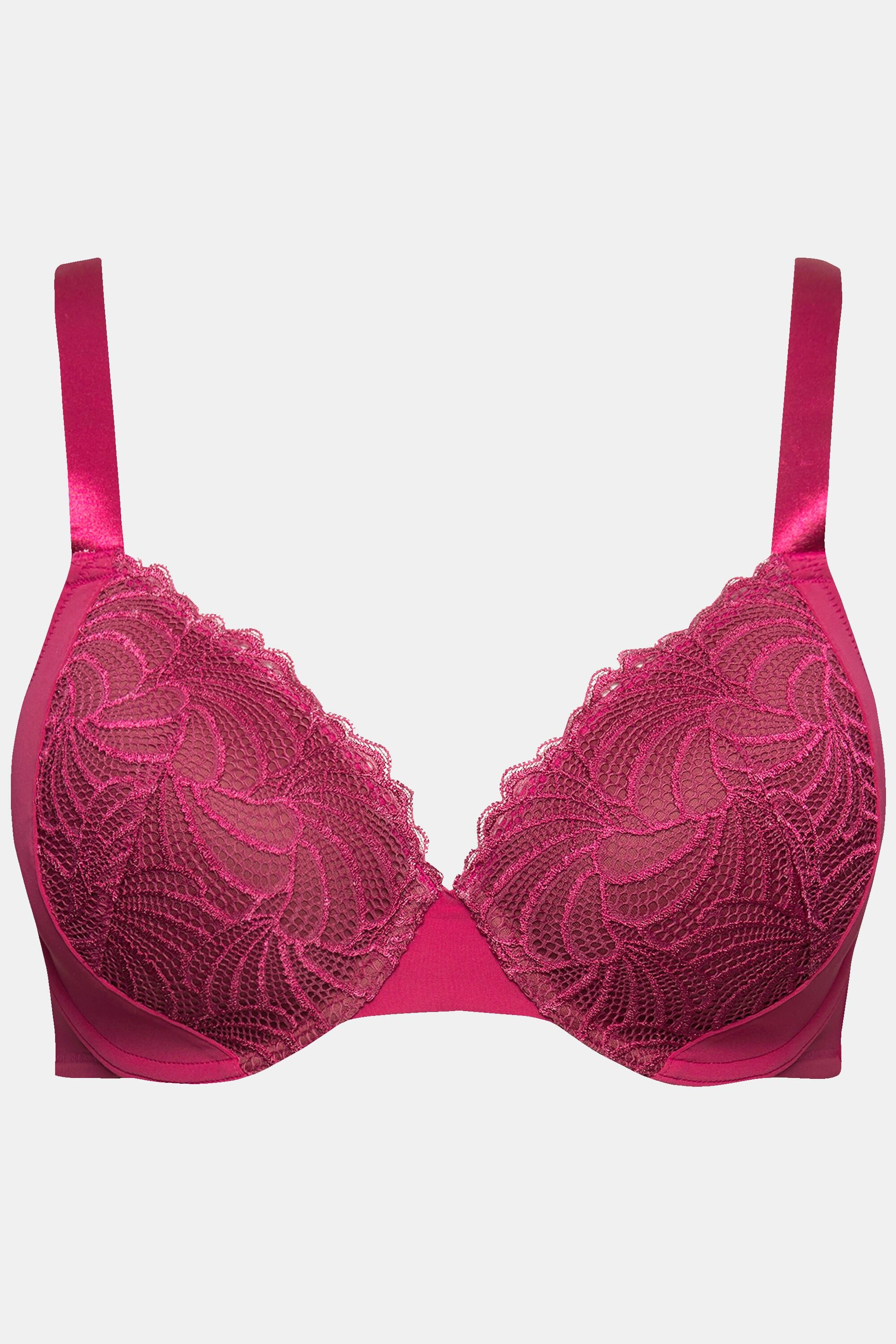 Ulla Popken  Soutien-gorge à armatures et coques souples, avec dentelle - bonnet B-E 