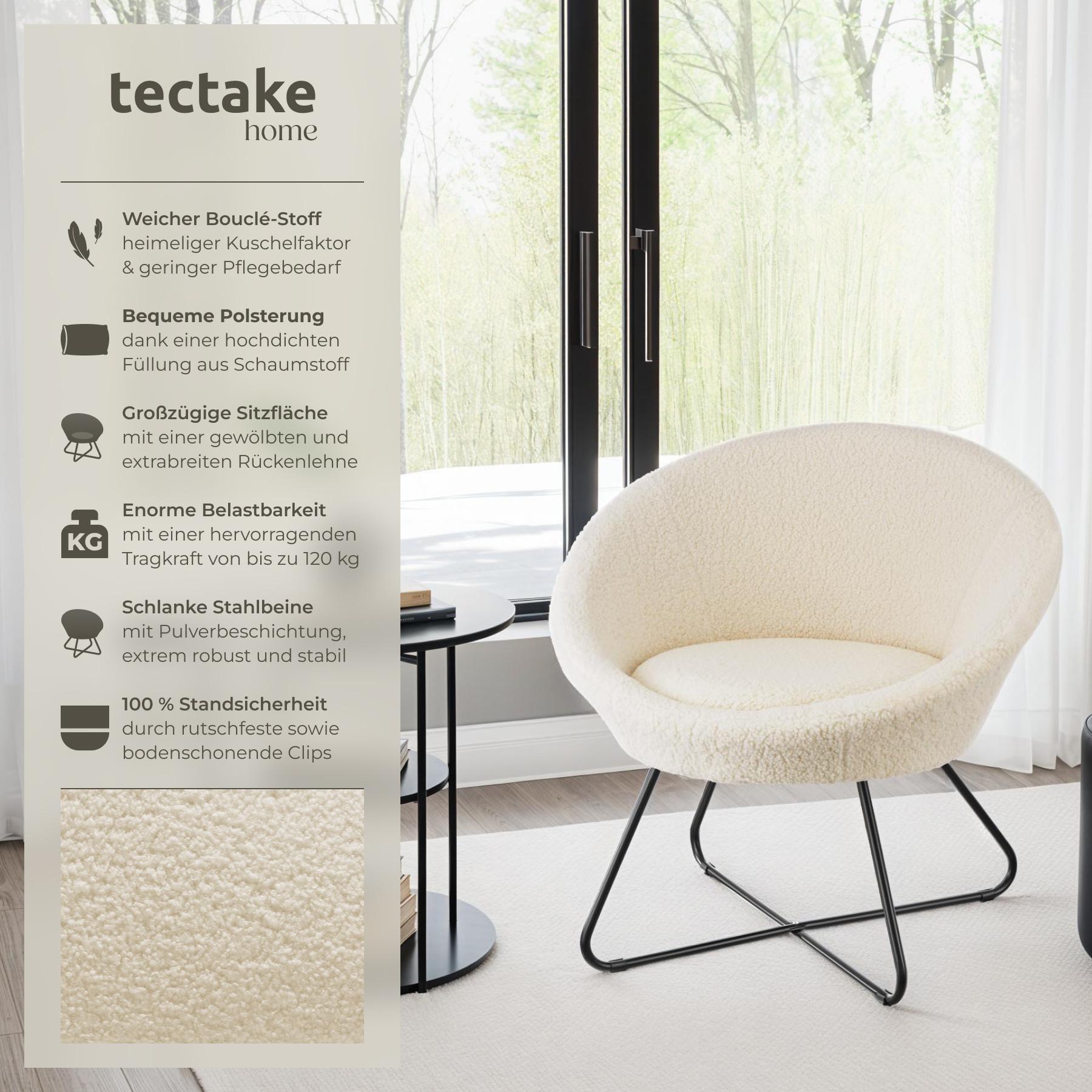 Tectake Cocktailsessel Centera, gepolstert, rund  