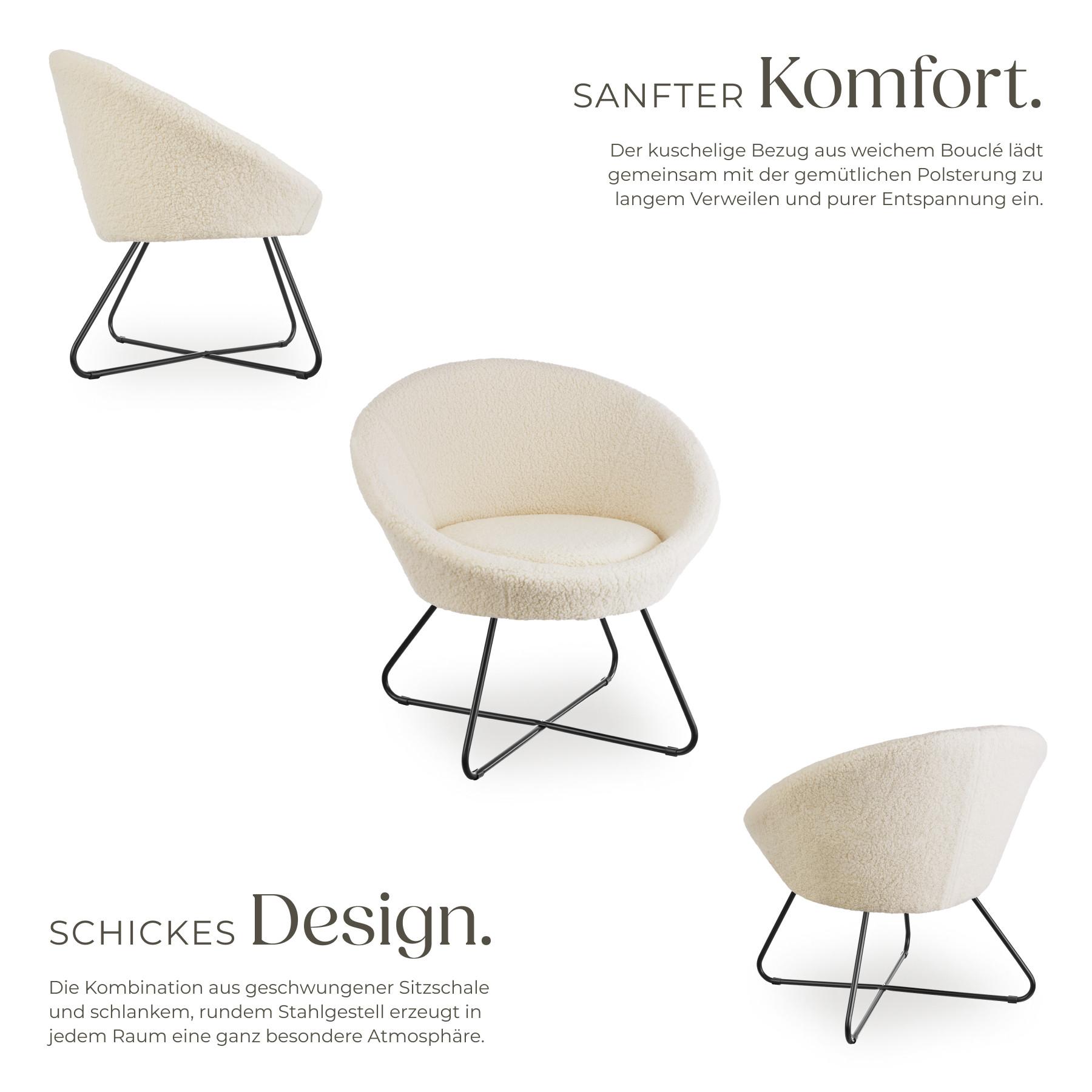 Tectake Fauteuil cocktail rond et rembourré CENTERA  