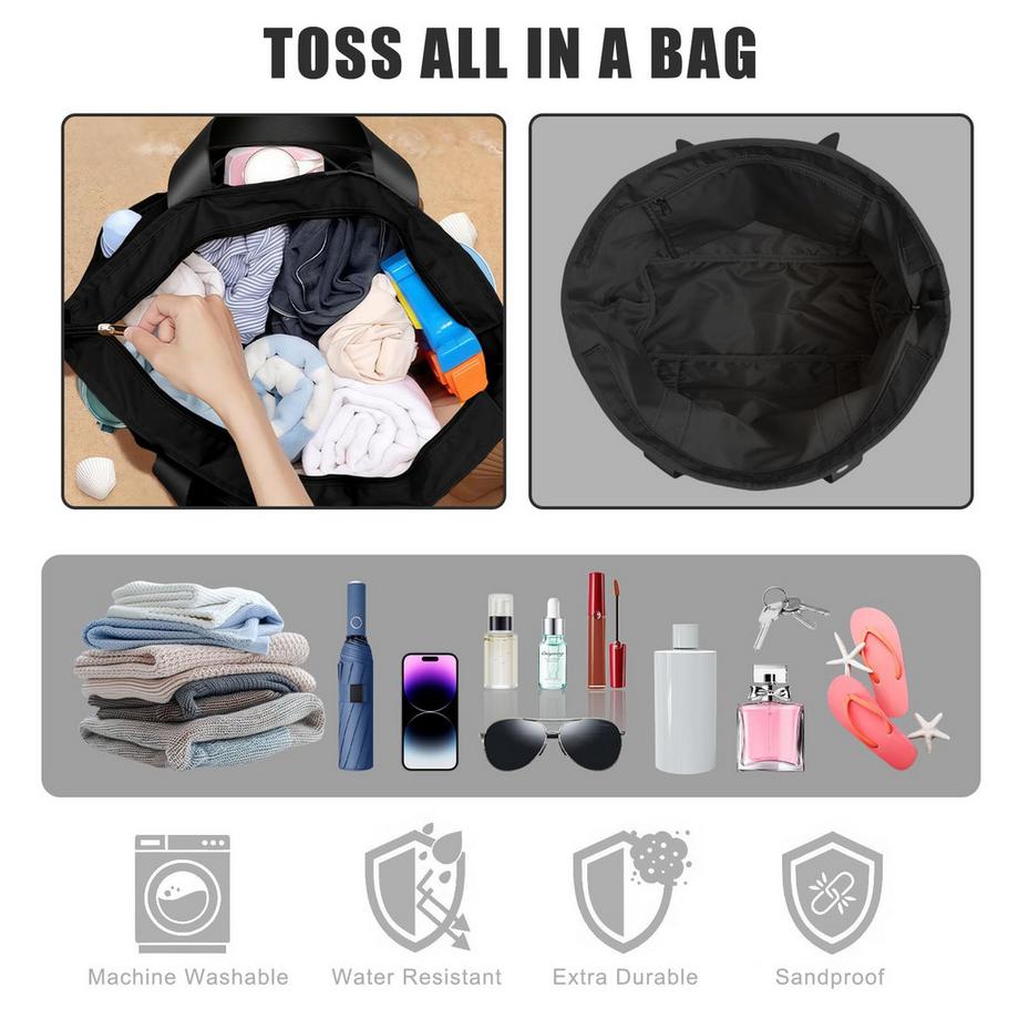 Only-bags.store Wasserdichte Strandtasche mit Netz Taschen und Reissverschluss  