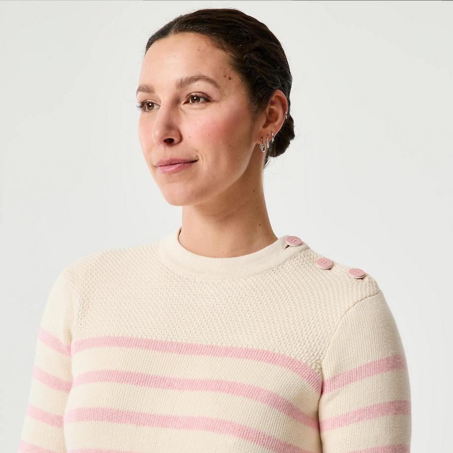 DECATHLON  Gestrickter -Marinière-Pullover, 100 greige rosa 