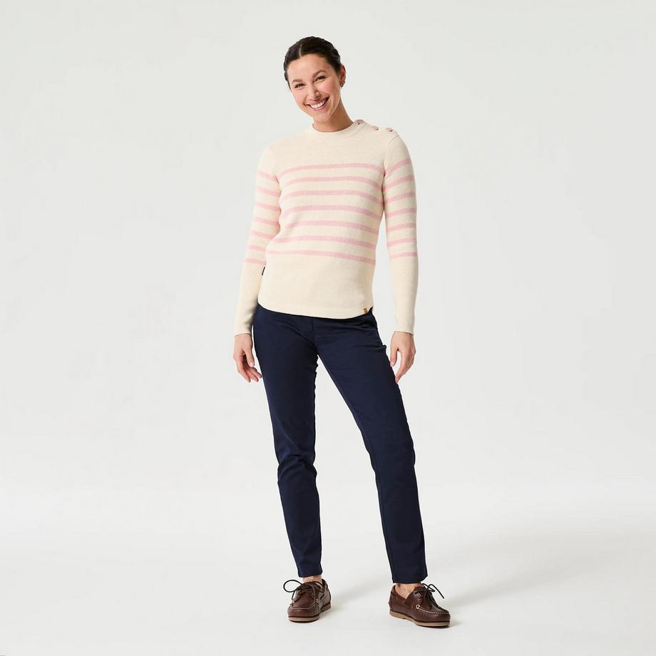 DECATHLON  Gestrickter -Marinière-Pullover, 100 greige rosa 