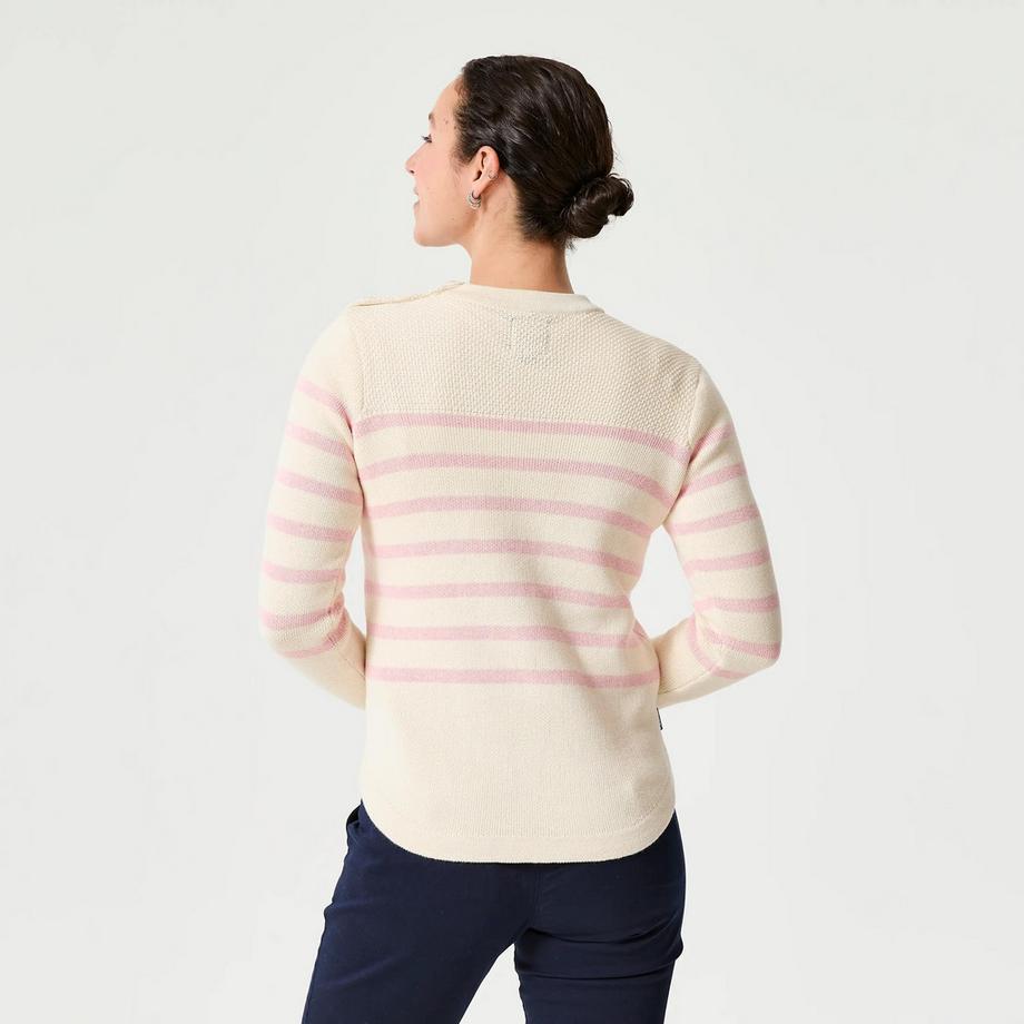 DECATHLON  Gestrickter -Marinière-Pullover, 100 greige rosa 
