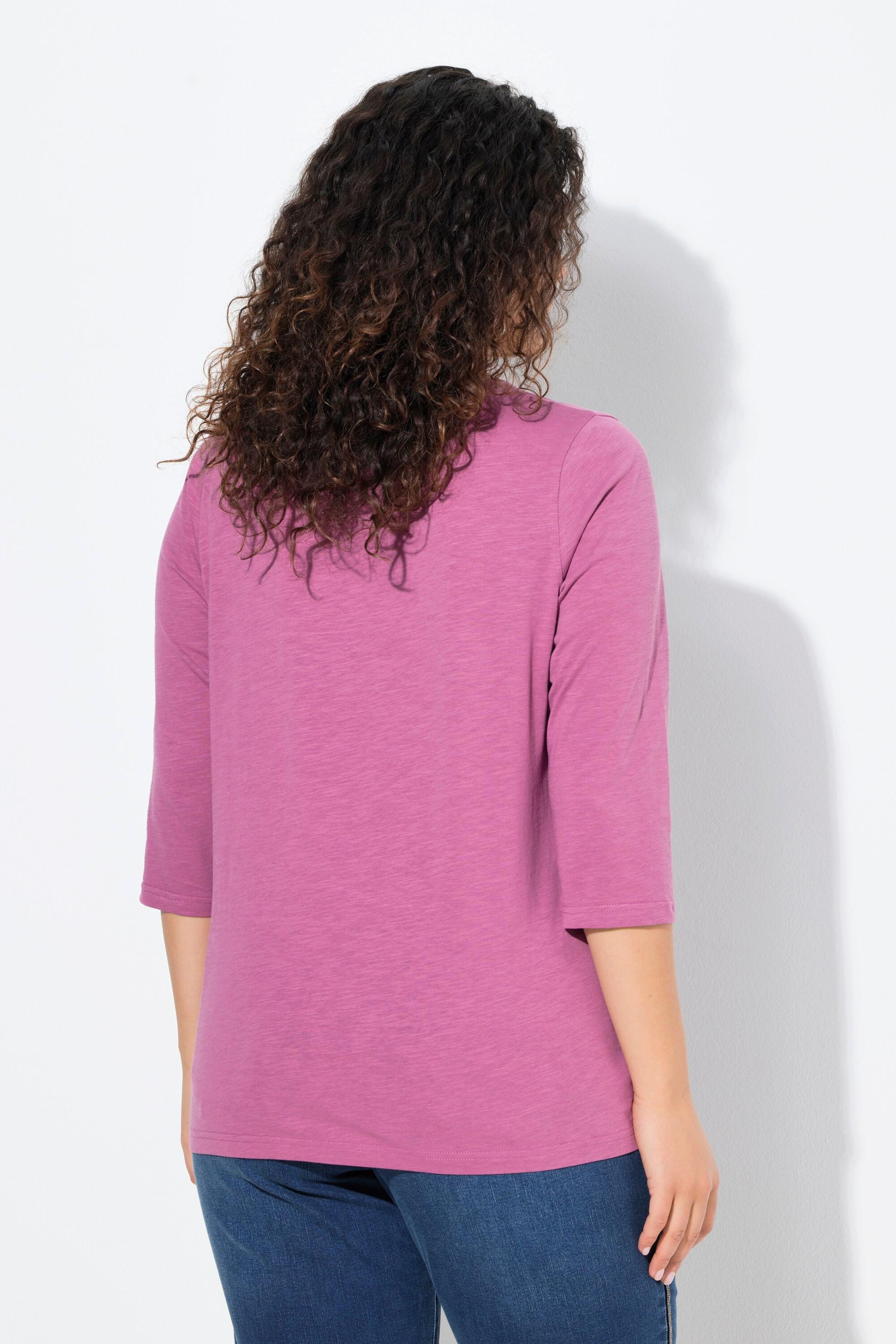 Ulla Popken Maglia Classic Girocollo Maniche 3/4 con Applicazioni  