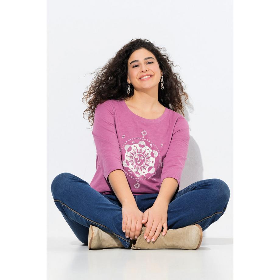 Ulla Popken Classic Rundhals 3/4 Arm Shirt mit Ziersteinen  