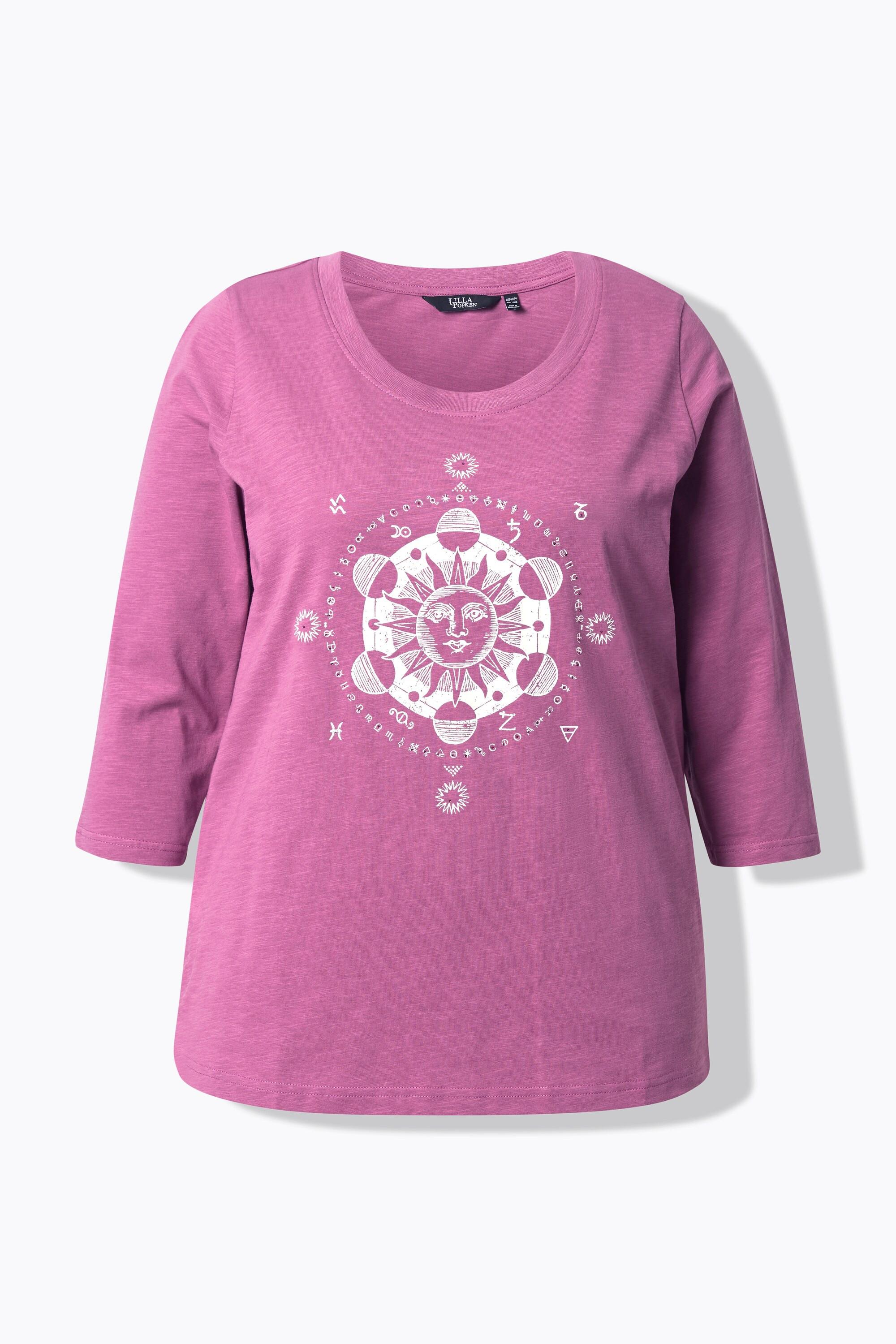 Ulla Popken Maglia Classic Girocollo Maniche 3/4 con Applicazioni  