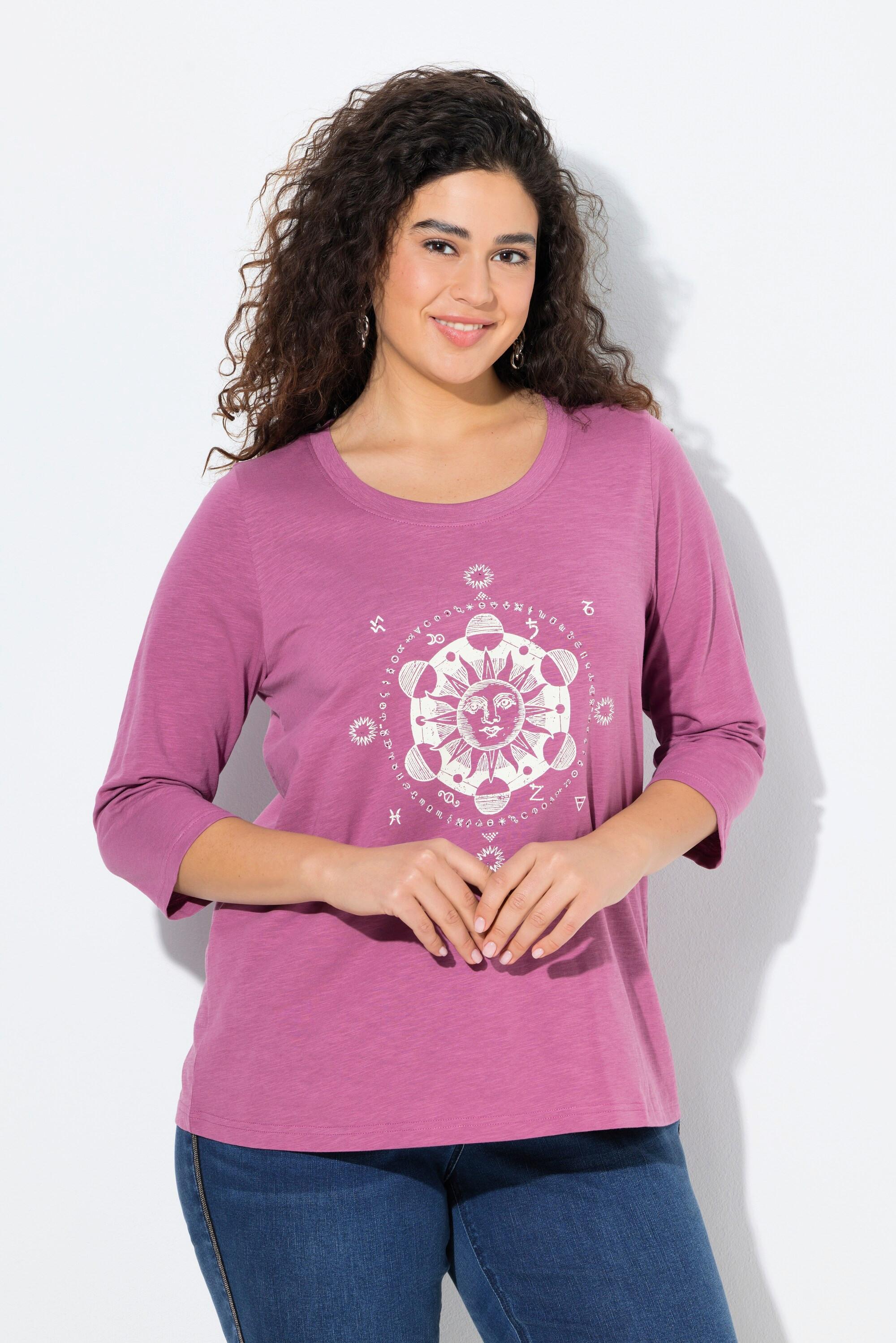 Ulla Popken Maglia Classic Girocollo Maniche 3/4 con Applicazioni  