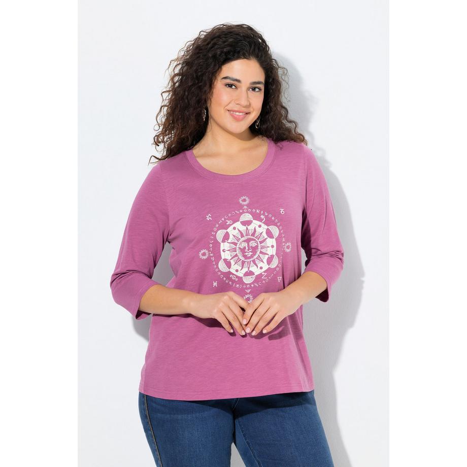 Ulla Popken Classic Rundhals 3/4 Arm Shirt mit Ziersteinen  