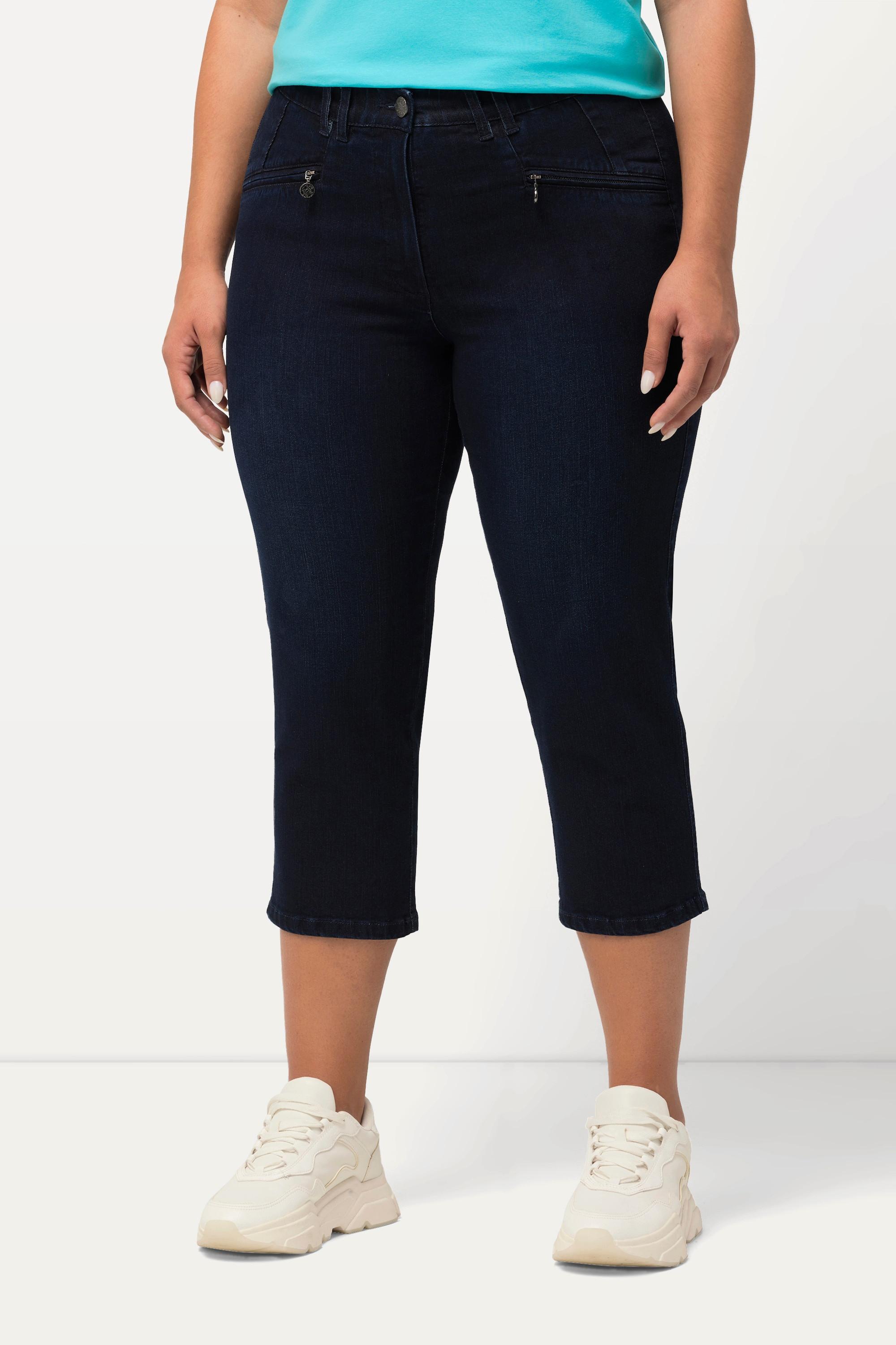 Ulla Popken  Jean Mony 7/8, taille élastique, poches zippées 