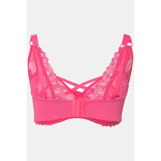 Ulla Popken  Reggiseno con ferretto, pizzo con cuori e nastri decorativi, coppa C-F 