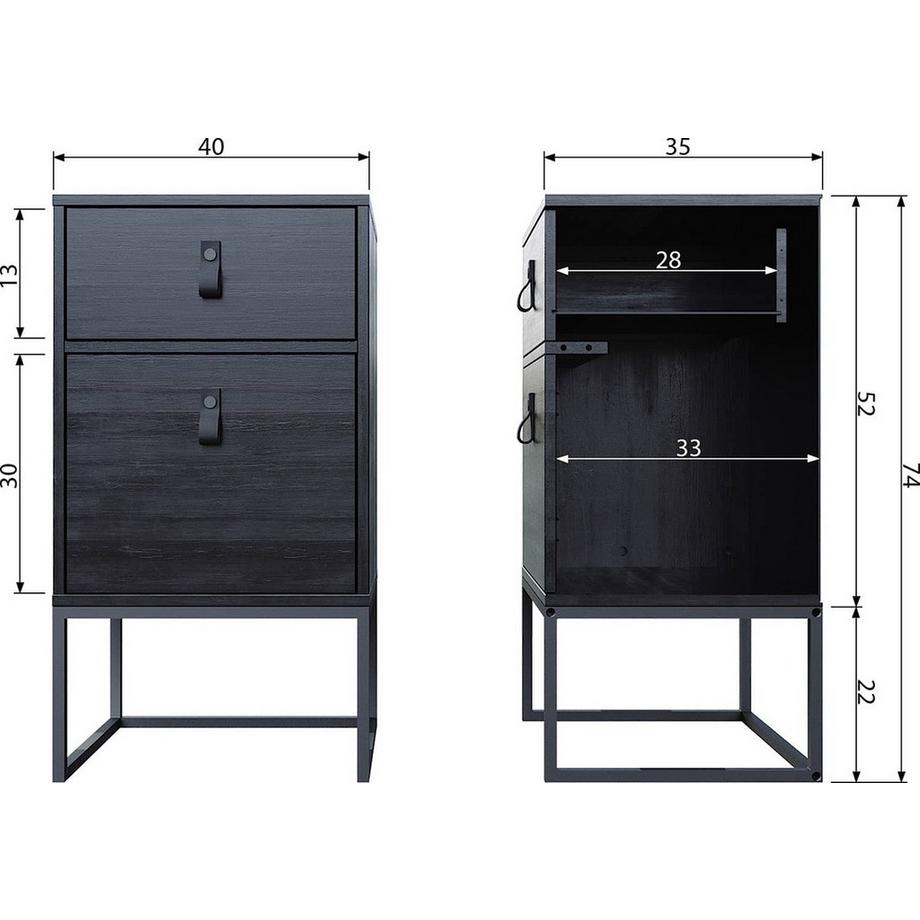 mutoni Comodino Zola 1 cassetto 1 anta Nero (FSC)  