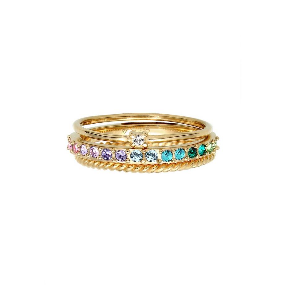 Elli  Bague Set De 3 Cristaux Arc-En-Ciel 