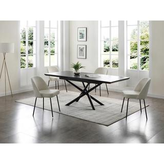 Vente-unique Lot de 6 chaises en velours côtelé et métal noir - Crème - ALPALI  