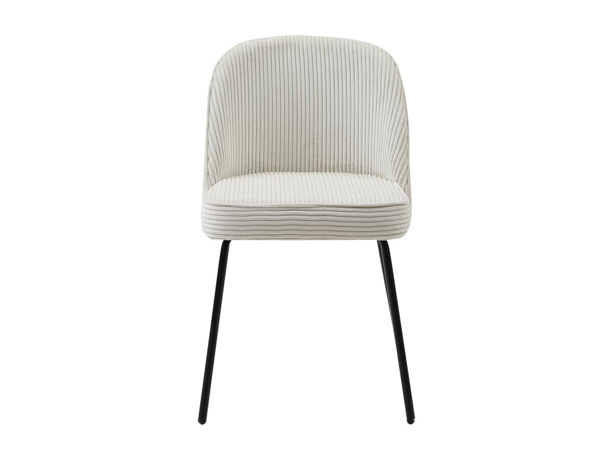 Vente-unique Lot de 6 chaises en velours côtelé et métal noir - Crème - ALPALI  