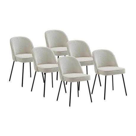 Vente-unique Lot de 6 chaises en velours côtelé et métal noir - Crème - ALPALI  