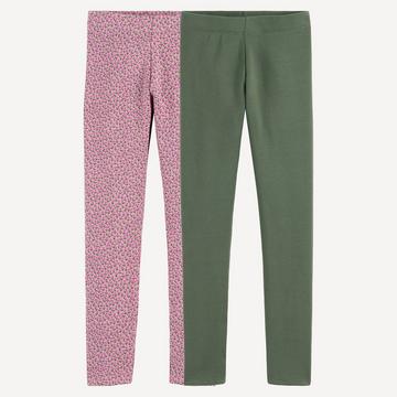 Lot de 2 leggings chauds imprimé floral + uni