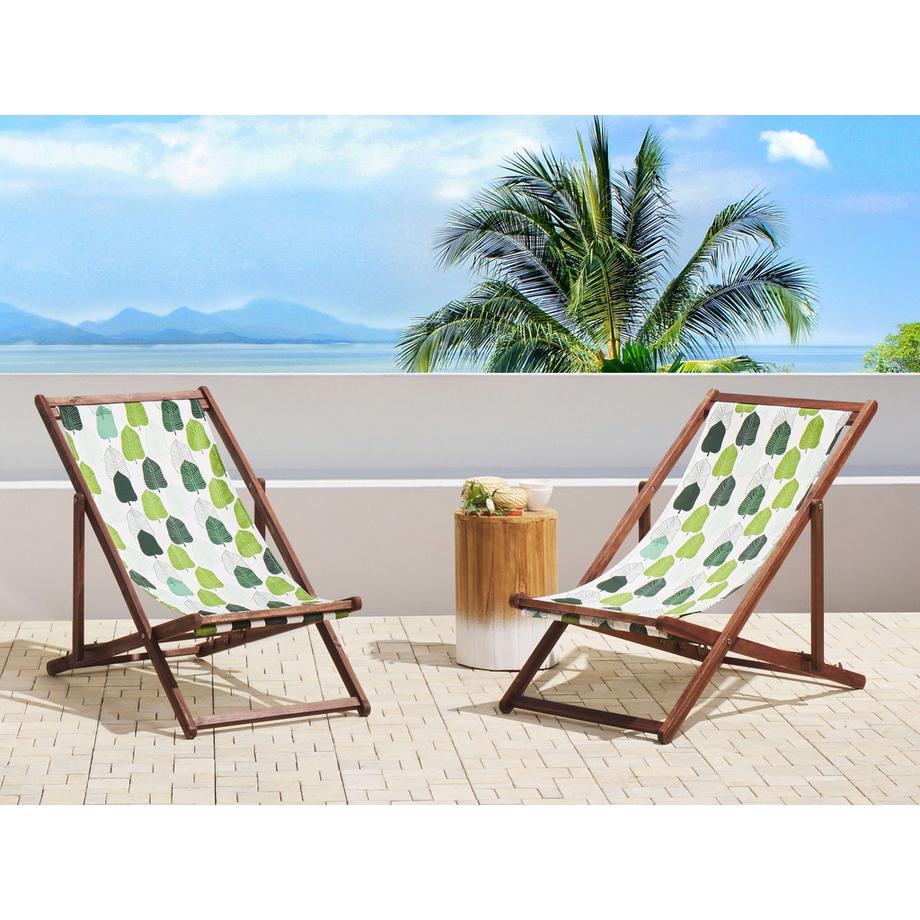 Beliani Set mit 2 klappbaren Liegestühlen aus Stoff Modern ANZIO  