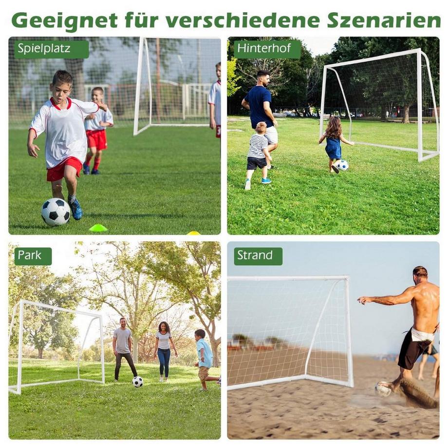 Northix 245 x 180 cm Fußballtor mit Hochfestem Netz & 6 Erdspießen Wetterfestes Tor Fußballtraining  