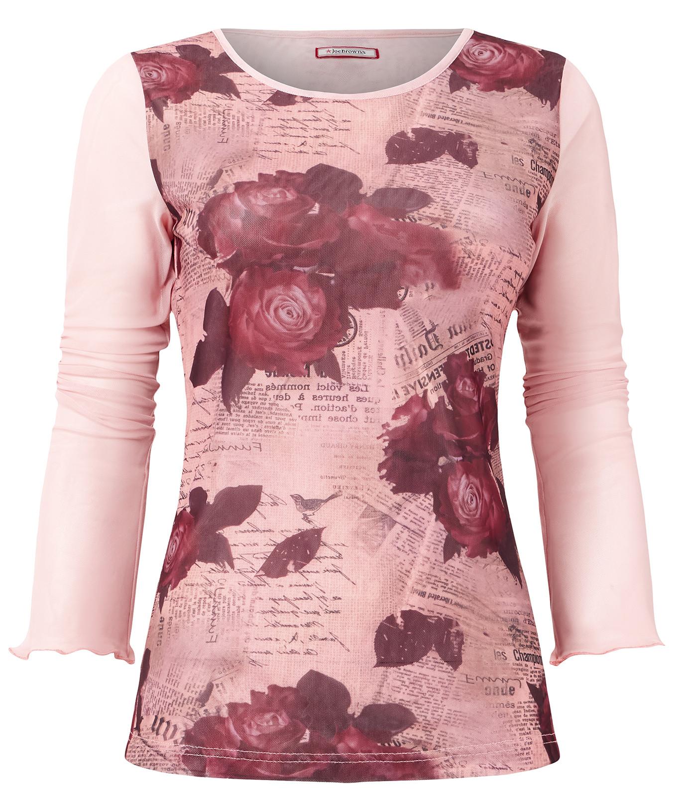 Joe Browns  Mesh-Top mit Rose und Schrift 