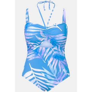 Ulla Popken  Maillot de bain, feuilles, dos nu, bonnets souples, drapé 