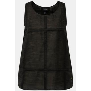 Ulla Popken Top Misto Lino Quadri Trapuntati Scollo Rotondo Senza Maniche  