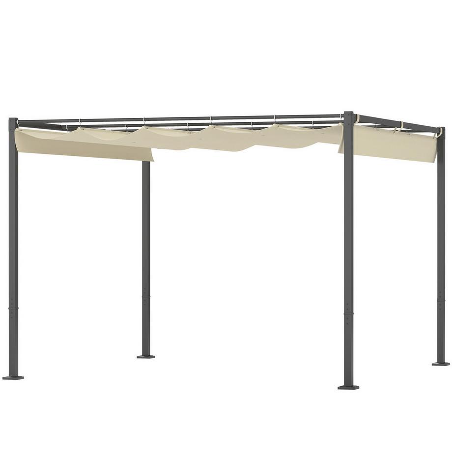 Pergola di ca. 3x3 m, tettoia da giardino in metallo, tettoia da giardino con tetto regolabile, autoportante, protezione UV 30+, per terrazza e giardino, beige