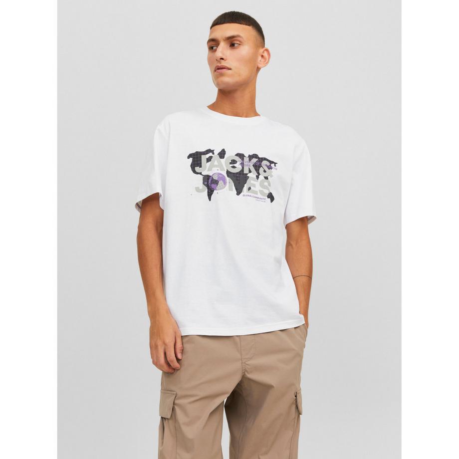 JACK & JONES T-Shirt Imprimé Carte du Monde  