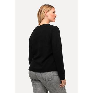 Ulla Popken  Pullover, Raffband, V-Ausschnitt, Langarm 