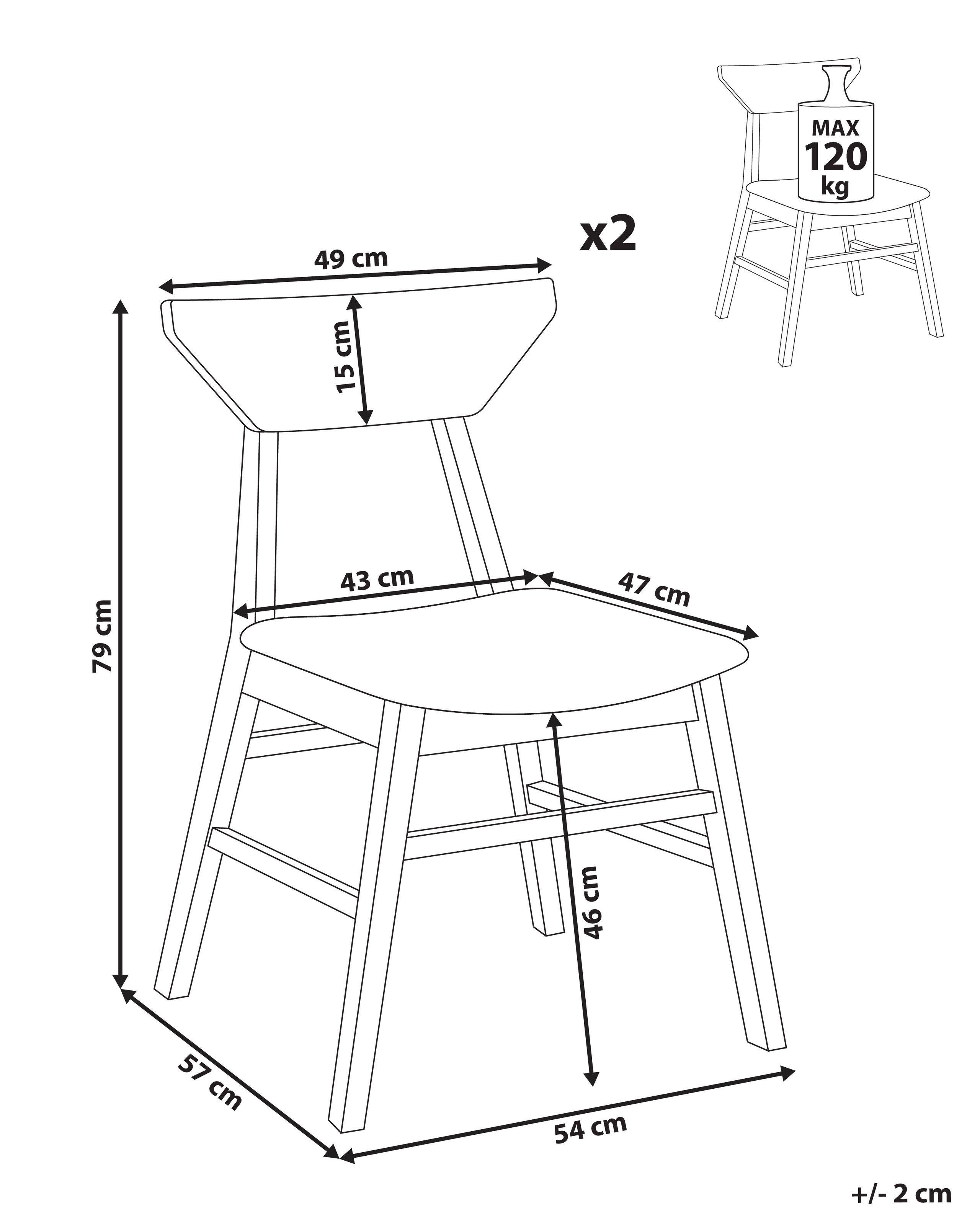 Beliani Esszimmerstuhl 2er Set aus Gummibaumholz Retro HOPKINS  
