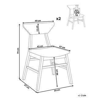 Beliani Esszimmerstuhl 2er Set aus Gummibaumholz Retro HOPKINS  