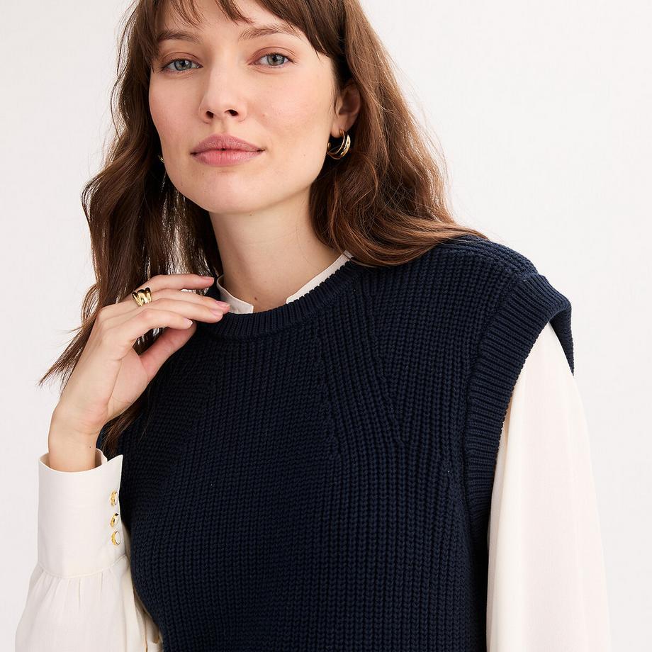 La Redoute Collections Pull sans Manches Col Rond en Maille Côtelée  