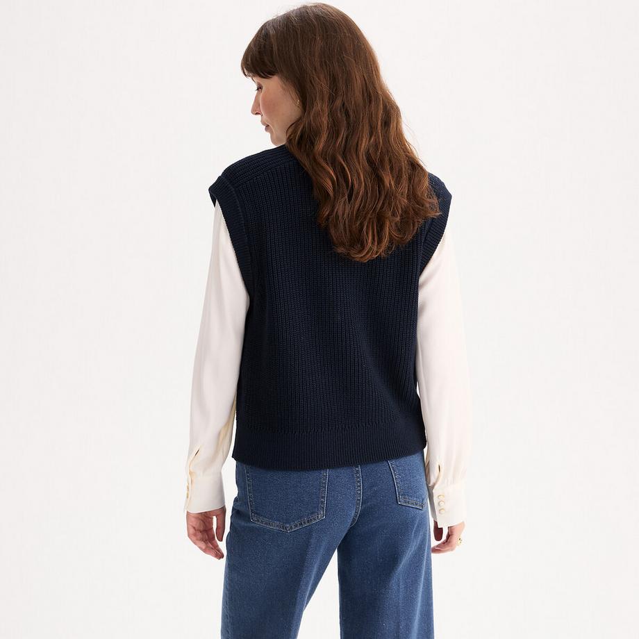 La Redoute Collections Pull sans Manches Col Rond en Maille Côtelée  