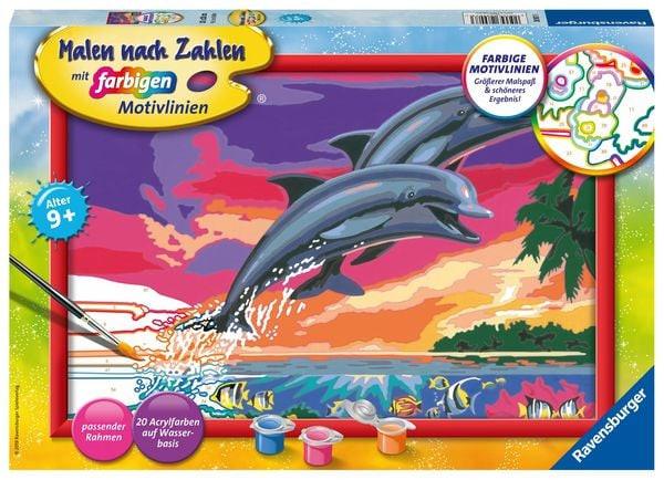 Ravensburger  Ravensburger Malen nach Zahlen 28907 - Welt der Delfine – Kinder ab 9 Jahren 