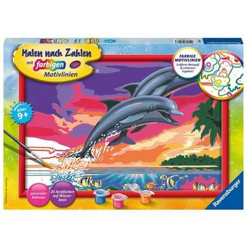 Ravensburger Malen nach Zahlen 28907 - Welt der Delfine – Kinder ab 9 Jahren