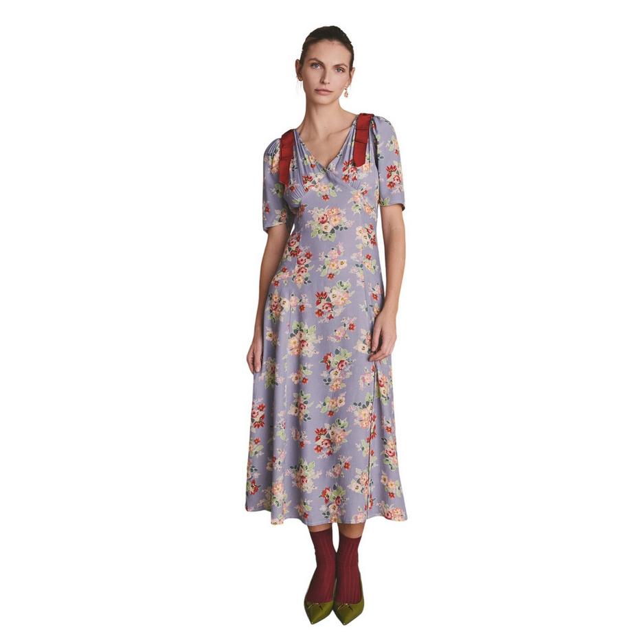 Fit And Flare Midikleid, Vorderer Schlitz