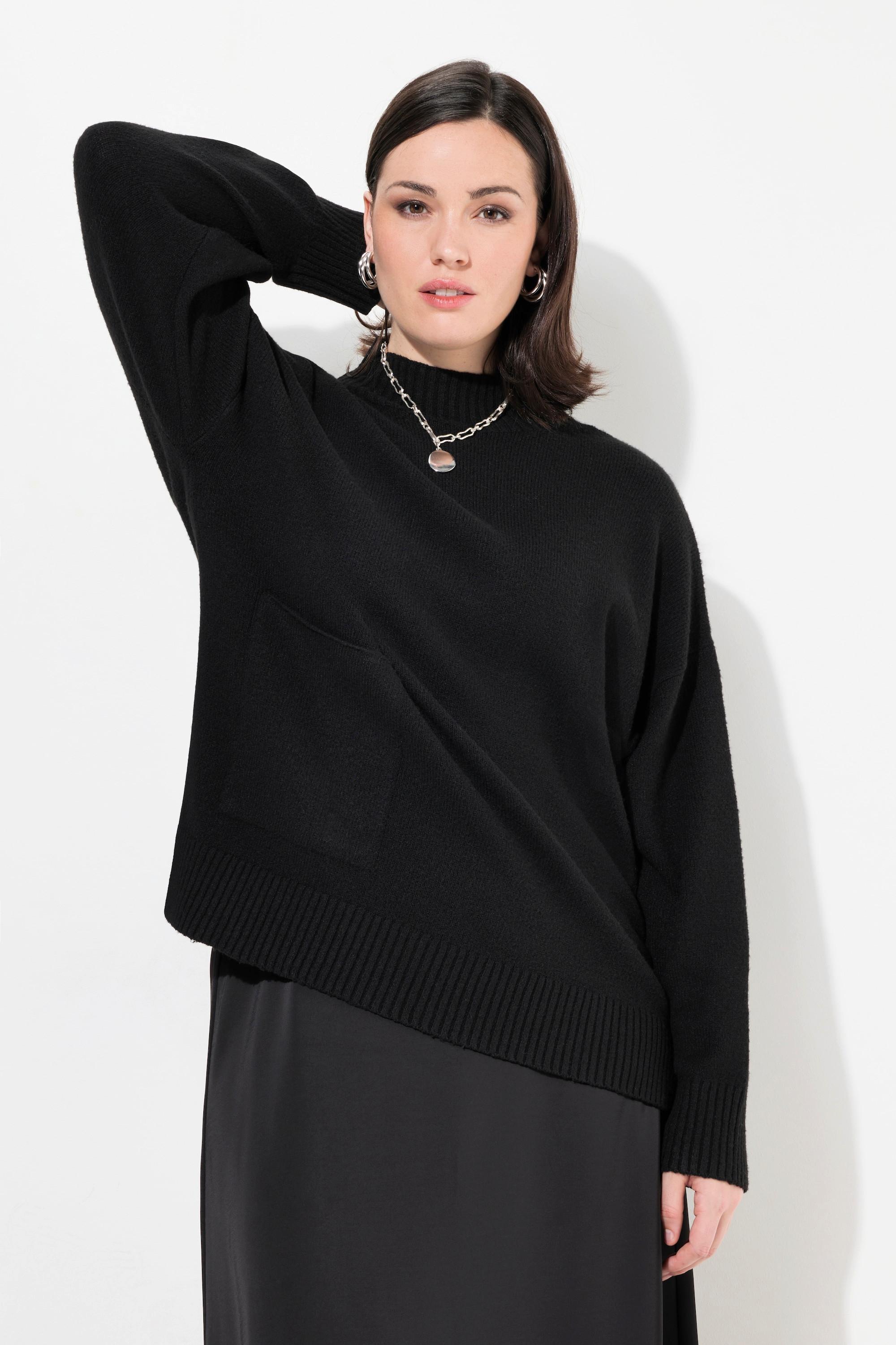 Ulla Popken  Pullover, Oversized, Stehkragen, Langarm, Tasche 