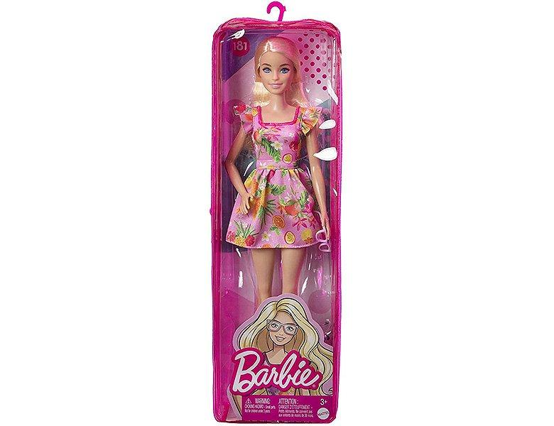 Barbie  Fashionistas Puppe mit blondem Haar & Früchtedruck-Kleid 