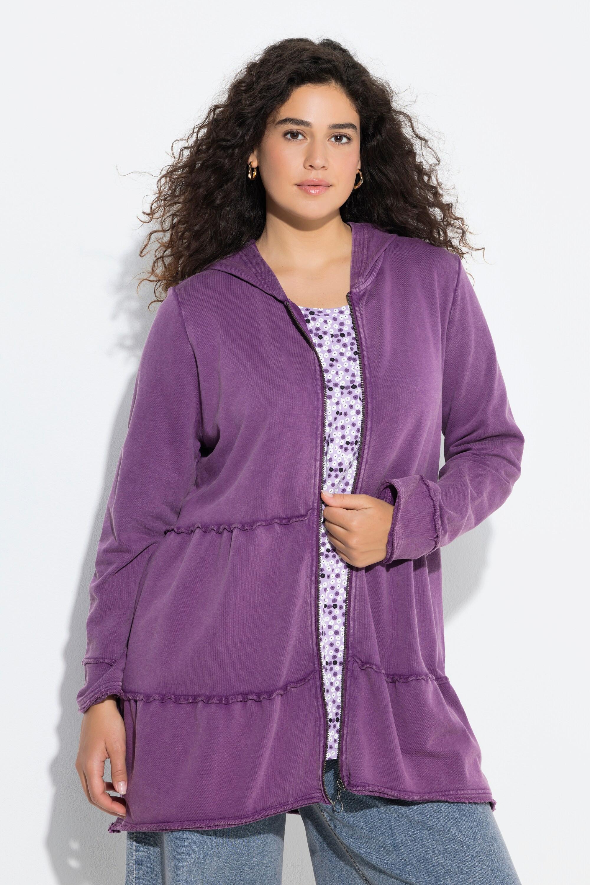 Ulla Popken Giacca Lunga con Cappuccio Look Vintage Linea A  