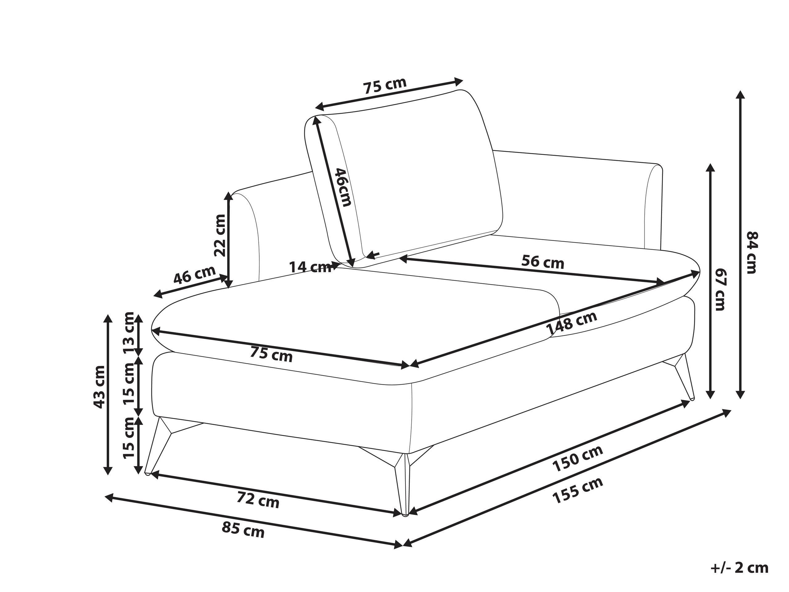 Beliani Chaise longue côté droit en Tissu Traditionnel SIEVOZ  