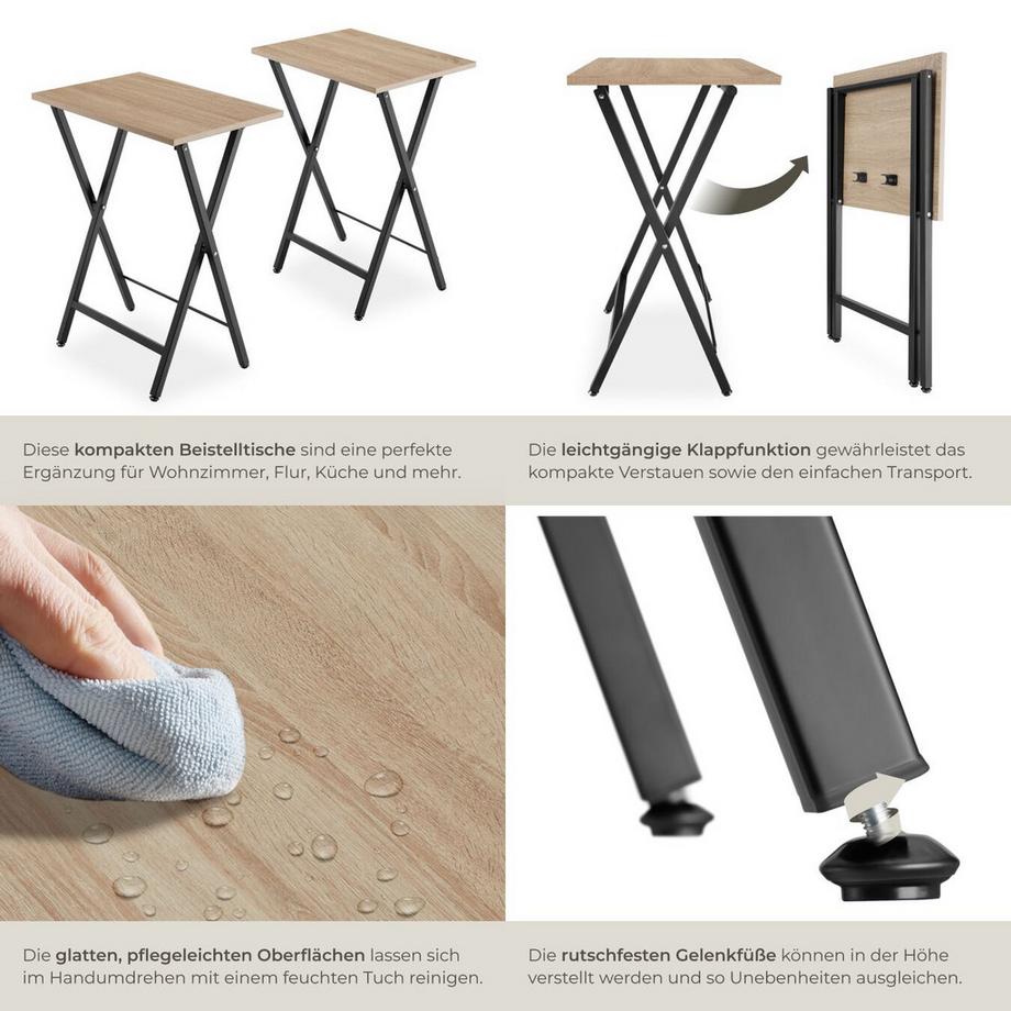 Tectake Set di 2 tavolini Phoenix  Pieghevoli  