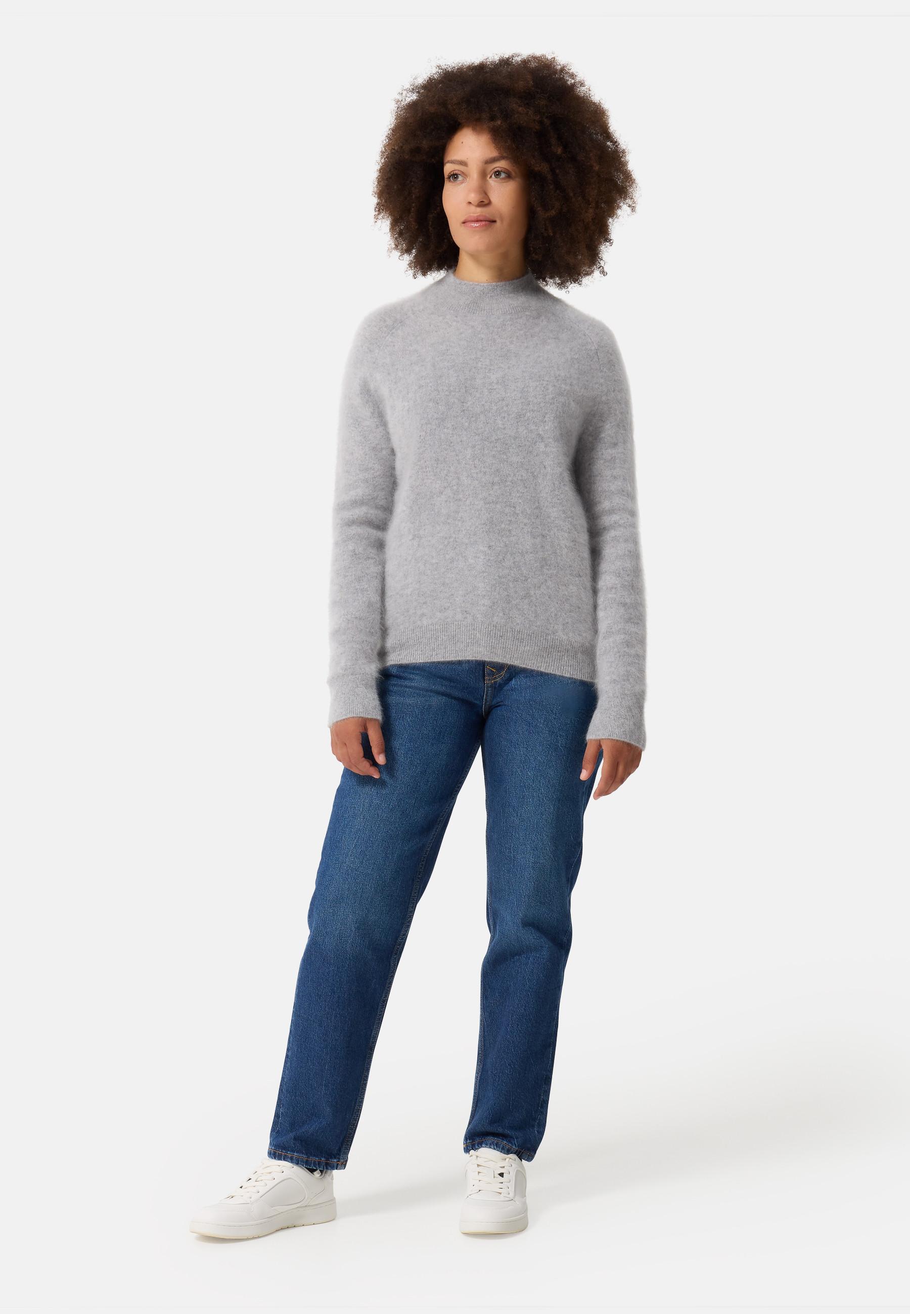 CASH-MERE.CH  Brushed Kaschmir Pullover mit kurzem Stehkragen 