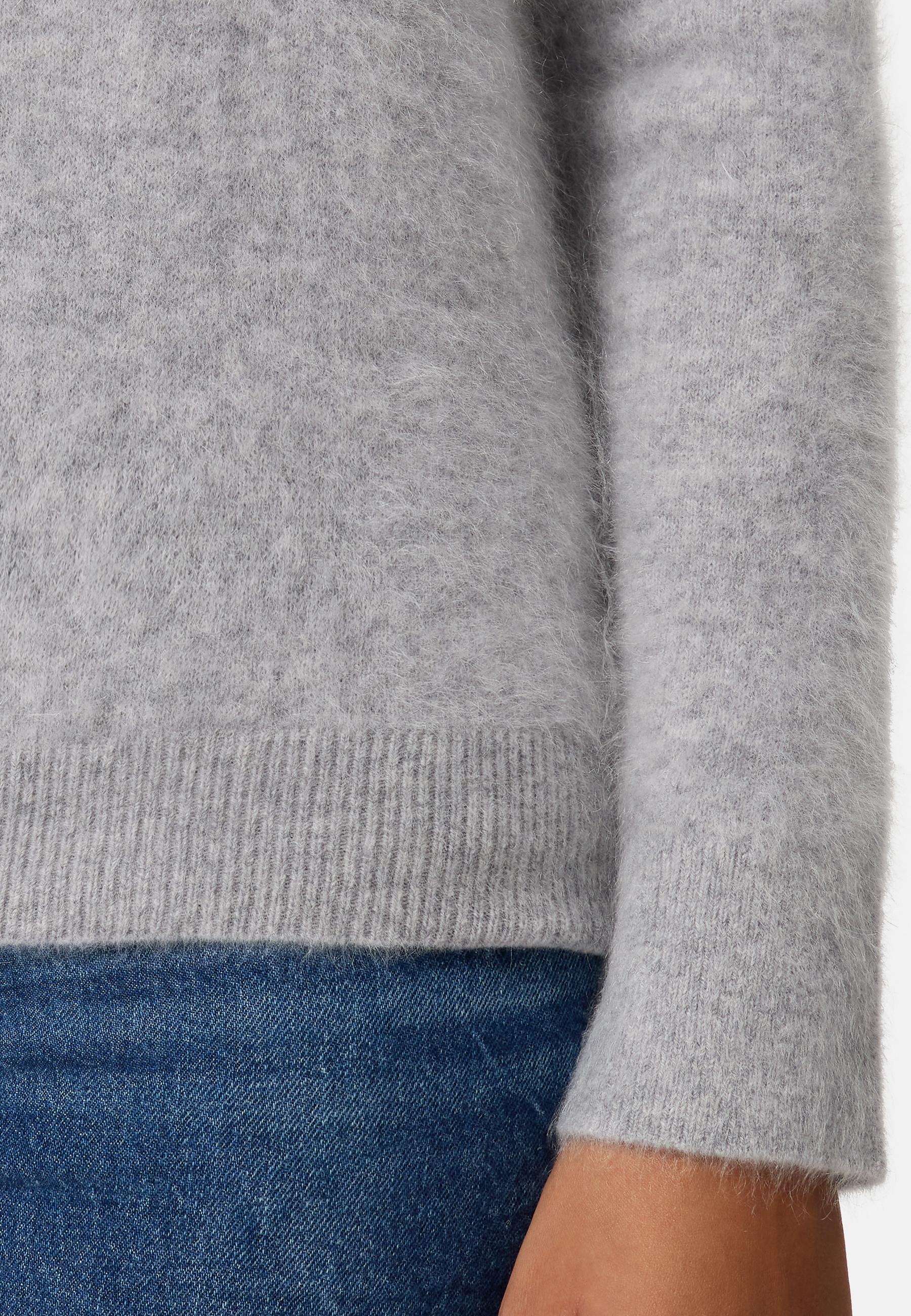 CASH-MERE.CH  Brushed Kaschmir Pullover mit kurzem Stehkragen 