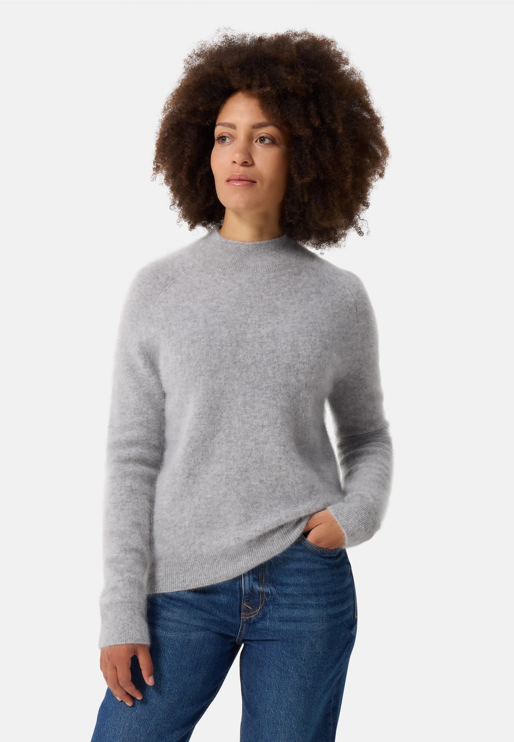 CASH-MERE.CH  Brushed Kaschmir Pullover mit kurzem Stehkragen 