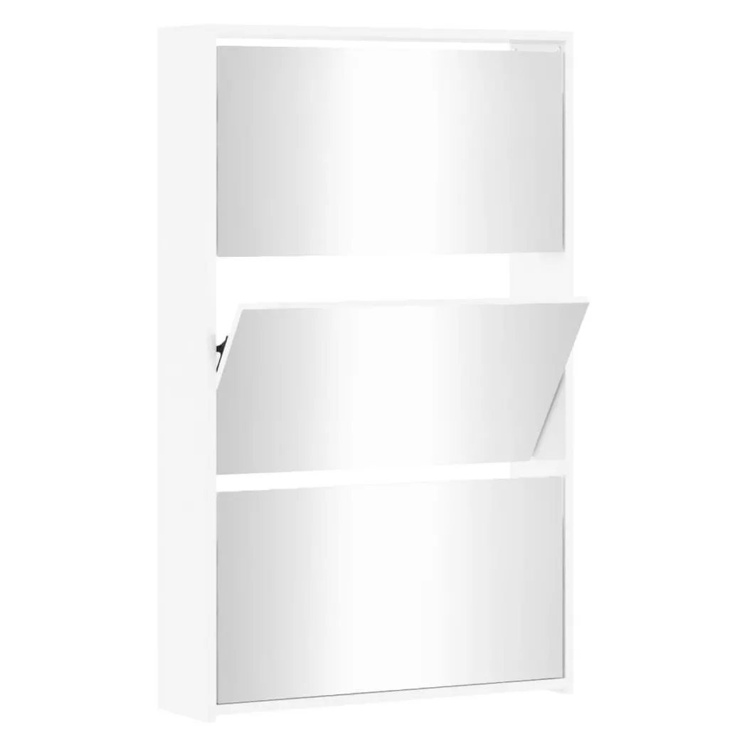 VidaXL - scarpiera con specchio Legno multistrato, One Size, Blanco