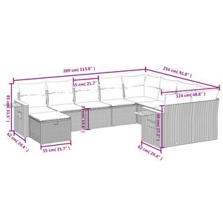 VidaXL Ensemble de canapés de jardin rotin synthétique  