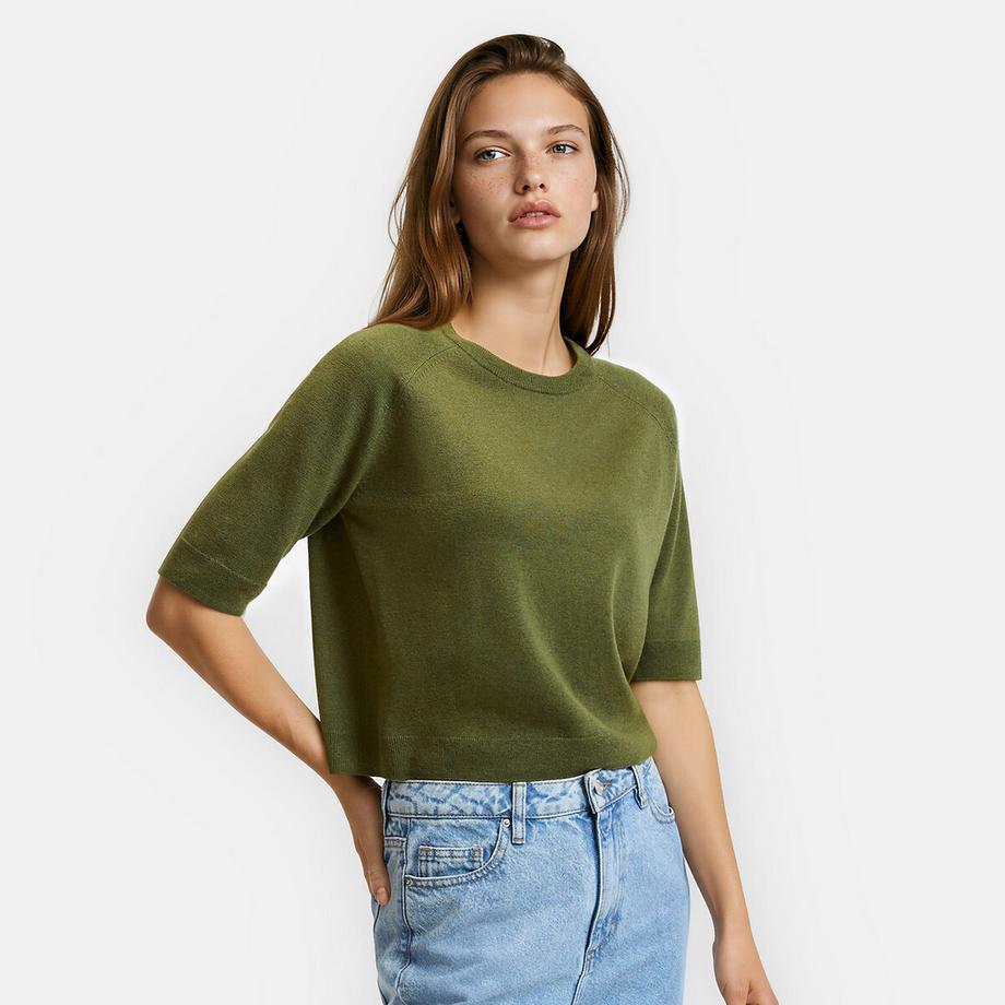 Pullover mit Rundhalsausschnitt aus 100% Wolle