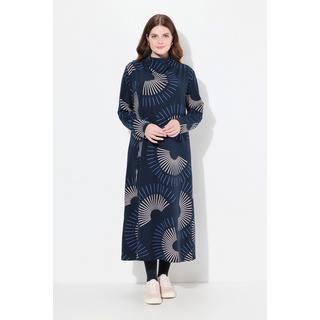 Ulla Popken  Robe maxi en molleton à col bénitier et manches longues, coton bio 