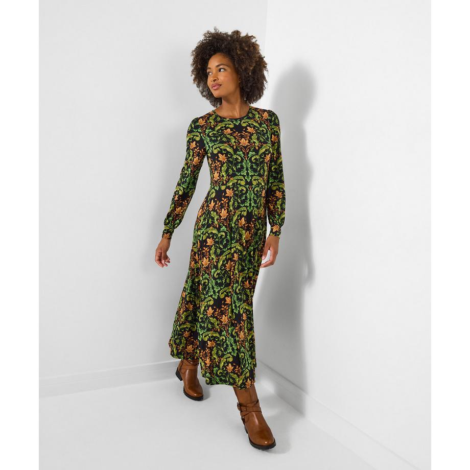 Robe en jersey imprimé feuillage